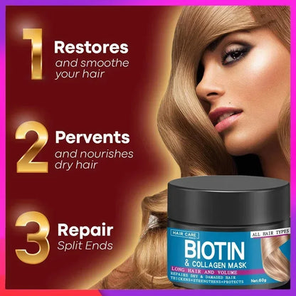 eelhoe Biotin Collagen Keratin Hair Mask Repair Damage Dry Frizz Soften Hair Scalp Care Hair Beauty Health 2024 New