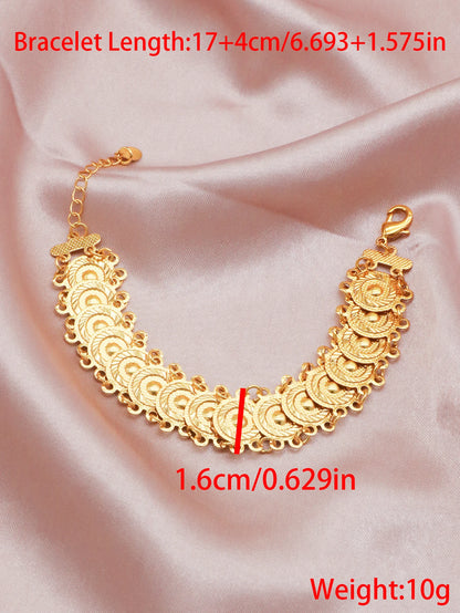 Luxury Copper Material Bangles Jewelry Gold Color Women Bracelets Gold Coin Party Adjustable Bracelet