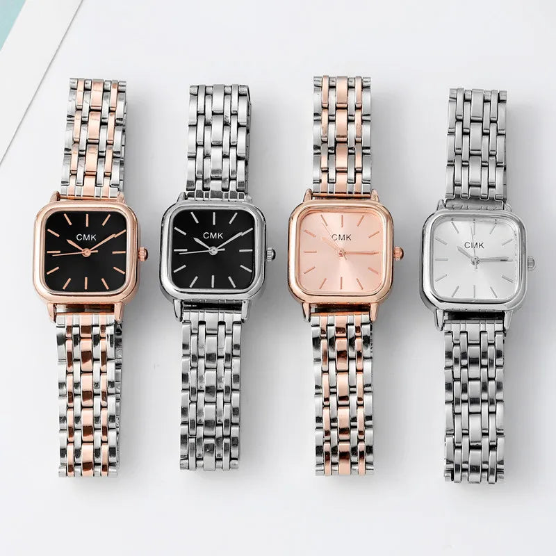 Casual Women Quartz Watch Classic Alloy Strap Wristwatch Square Ladies Watches Simple Clock