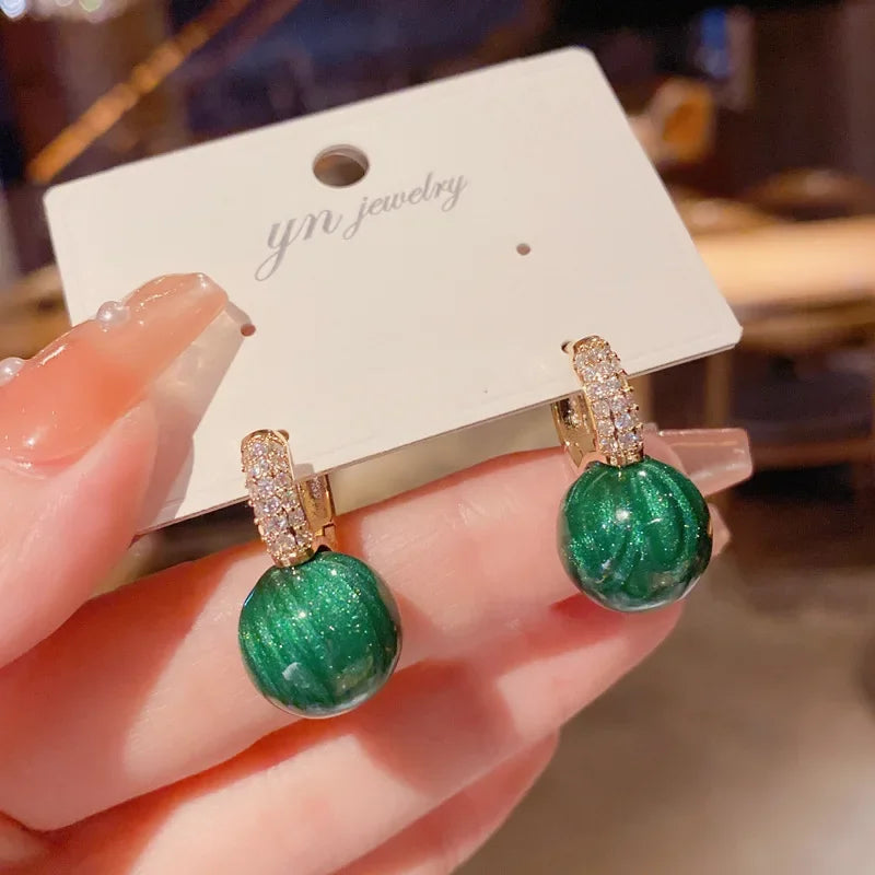 The New Fashion Jewelry Full Rhinestone Red Ball Earrings Earrings for Women