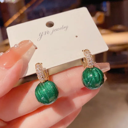 The New Fashion Jewelry Full Rhinestone Red Ball Earrings Earrings for Women