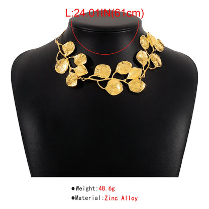 Ingemark Exaggerated Leaf Pendant Choker Necklace for Women Vintage Adjustable Box Chain Collares Grunge Jewelry