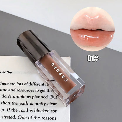 Juice Red Mirror Lip Gloss Clear Moisturizing Hydrating Water Light Glass Jelly Lip Glaze Oil Lipstick Lip Tint Korean Cosmetics