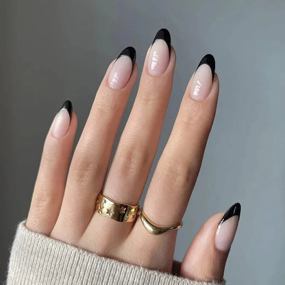 24PCS Press on Nails Short Almond Medium Fake False Nails With Glue Acrylic Nail Art Nails for Women Girls Almond Nude Gradient