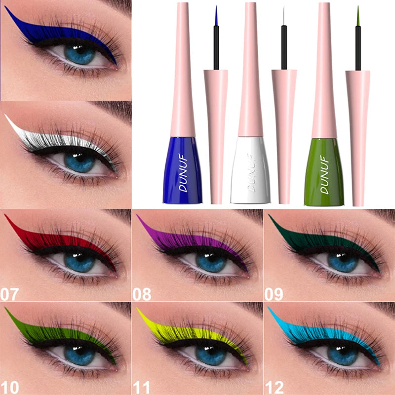 Blue Eye Liner Pen Eyes Makeup Long-Lasting Liquid Quick-Dry Eyeliner Pencil 18-color White Red Colorful Pen Make Up Cosmetics