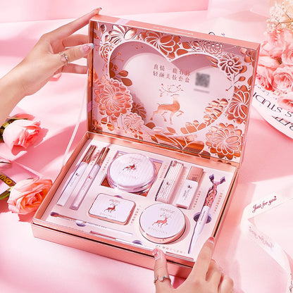 Makeup Cosmetic Set Oriental Beauty Lotus Pond Moonlight Gift Box Velvet Lipstick Ivory Concealer Eye Shadow Setting Powder