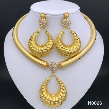 Gold Color Fashion Jewelry Necklace Earring sets For Women Jewelry ensemble de bijoux de mode