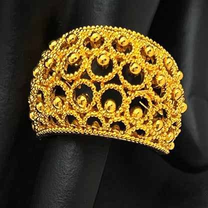 ANIID Dubai 24k Gold Color Cuff Ring For Women Resizable Wedding Bride Finger Ring Jewellery