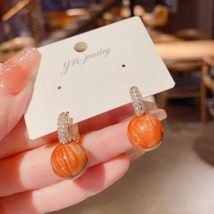 The New Fashion Jewelry Full Rhinestone Red Ball Earrings Earrings for Women