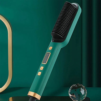 2-In-1 Electric Professional Negative Ion Straight Hair Brush Curling Comb With Lcd Display Curling Tool Straight Hair Brush