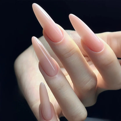 Wine Red Fake Nail Tips Long Pointed Head Glossy Press on Nails Wearable Full Cover INS Gradient Color False Nail Tips 24pcs