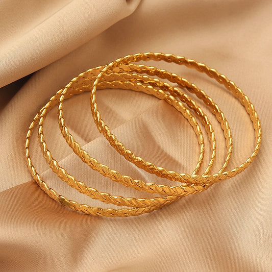 Dubai Gold Color Bangles For Women 18K Gold Plated  Bracelets Charm Party Jewelry