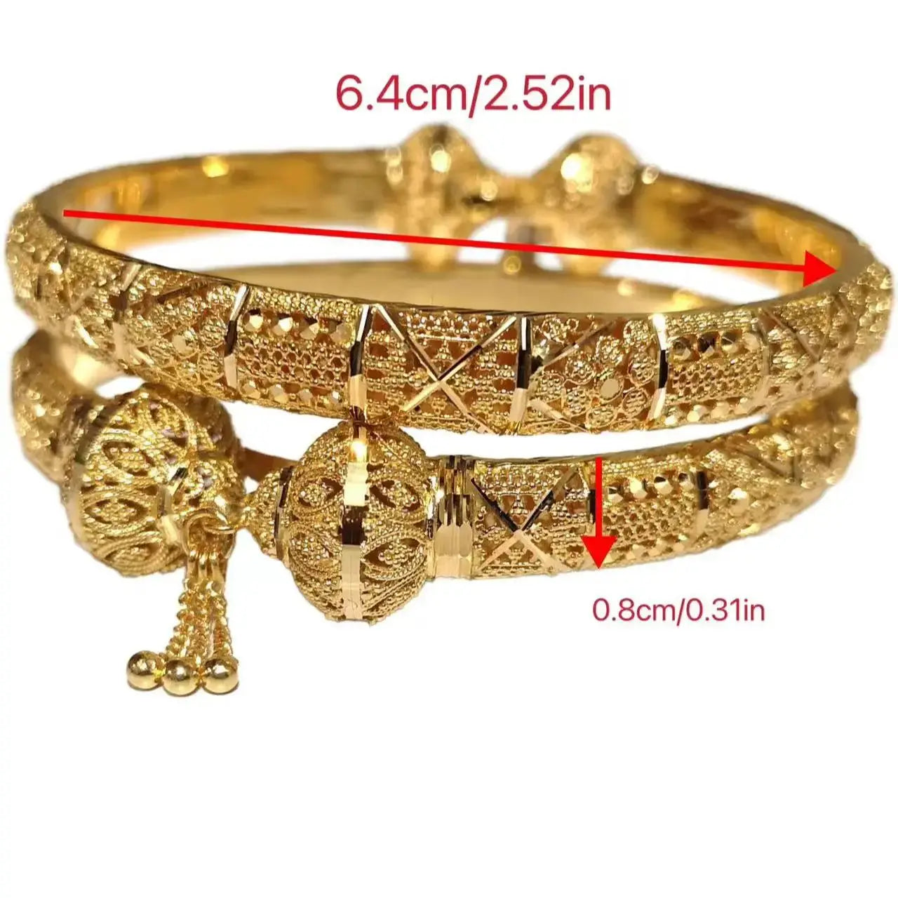 Dubai Real Gold 24k Plated Bracelet For Women Luxury Designer Copper Bangles Indian New Hand Jewelry Accessories
