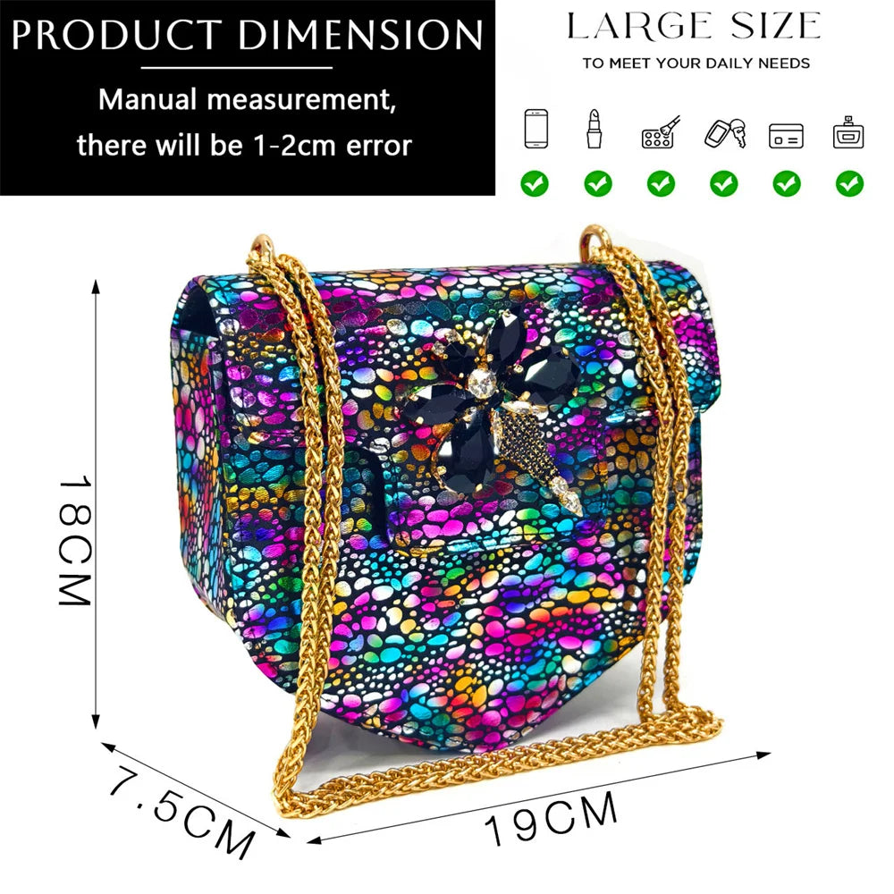 Spring New Arrivals Italian Design Shoes and Bag Set in Colored drawing Color Pointed Toe Comfortable Heels for Party