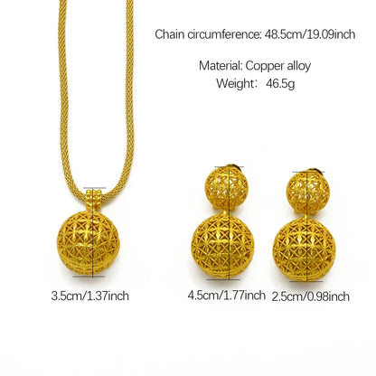 Dubai Ball 24k Gold Plated Jewelry Sets for Women Indian Bridal Costume Necklace Earrings Sets Wedding Party Gifts