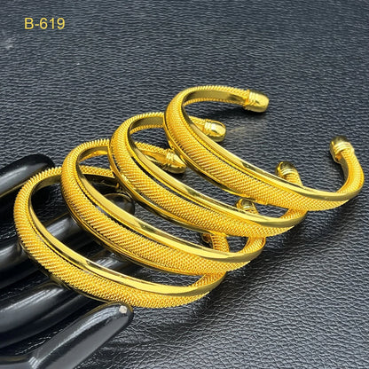 ANIID Fashion 24K Gold Color Design Cuff Bangles For Women Bracelets Wedding Jewelry
