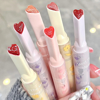 Water-light Lip Glaze Mirror Glitter Lip Tint Long Lasting Moisturising Love Heart Shape Solid Lipstick Pen Lips Makeup Cosmetic