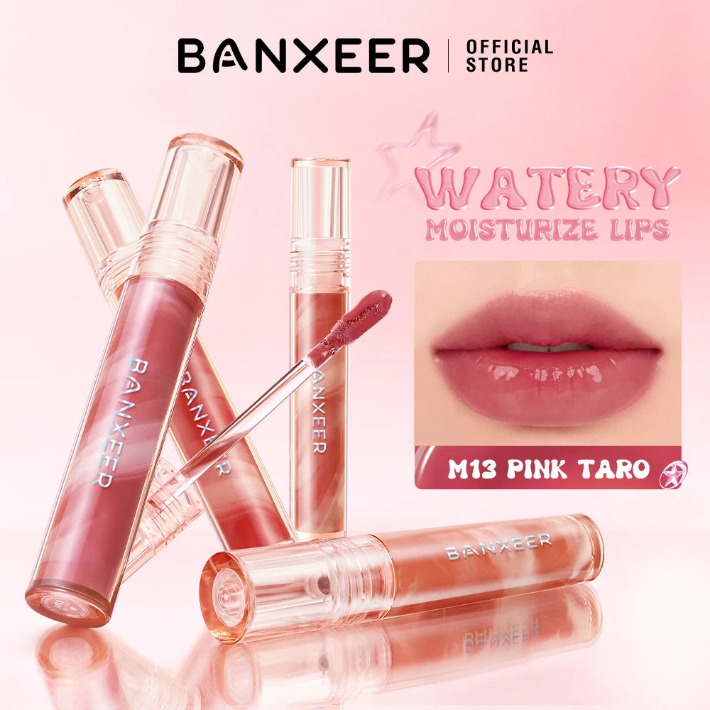 BANXEER Lip Gloss Lip Glaze Moisturizing Lightweight Non-sticky Long Lasting Glossy Plumping Repair Lip Liquid Lipstick Makeup