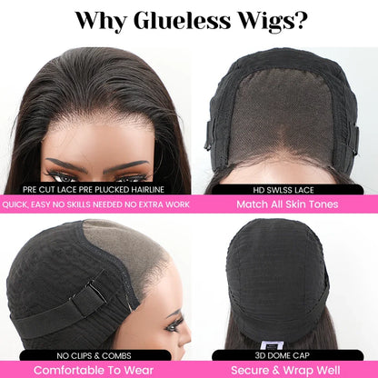 Wear And Go Glueless Human Hair Wig Bob HD Lace Straight Short Bob 4x4 Lace Frontal Pre Plucked Human Wigs Ready To Go ISEE HAIR