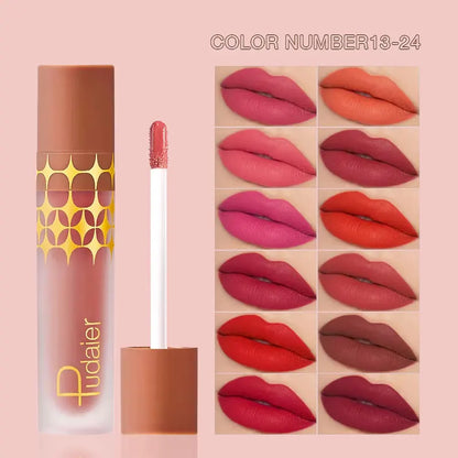 24 Color Matte Lip Glaze Long Lasting Waterproof Lip Gloss Non-stick Cup Liquid Lipstick Lip Makeup Cosmetic.