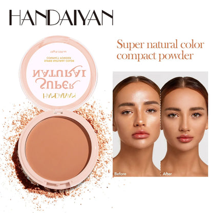 Handaiyan Matte Face Pressed Powder 24 Hours Oil Control Natural Setting Powder Foundation Full Coverage Waterproof Lasting Makeup