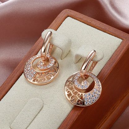 JULYDREAM Hollow Round Pendant Paved Zircon Separable Earrings Gold Color Women Luxury Jewelry