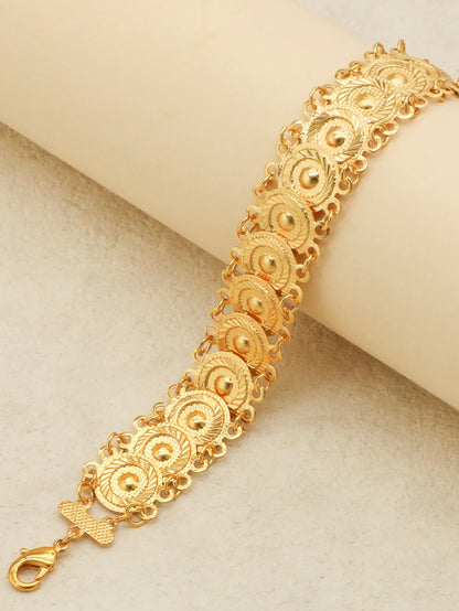 Luxury Copper Material Bangles Jewelry Gold Color Women Bracelets Gold Coin Party Adjustable Bracelet