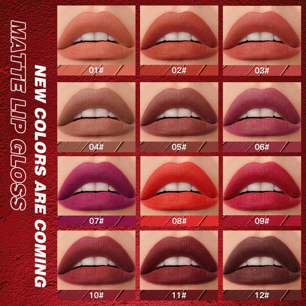 QIBEST  Colors High Quality Lip Gloss Matte Liquid Lipstick Waterproof Long-Lasting Makeup Lip Glaze Lightweight Tint Cosmetic