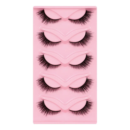 5 Pairs Cat Eye Lashes Faux Mink Eyelashes Natural long Manga Lashes Winged End Eye Elongated Eyelashes Fake Lashes Makeup