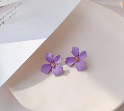 S925 Silver Needle Senior Red Petals Net Red Temperament Cute Small Flower Earrings Female Jewelry Earings Fashion Jewelry