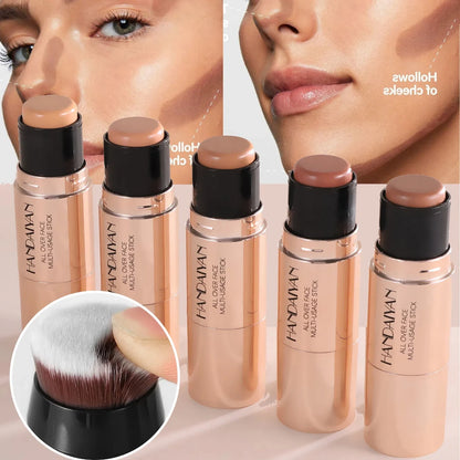 Double-head Face Bronzer Contour Stick Cream Makeup Light Dark Shadow Lasting Concealer Facial Brighten Contouring With Brush