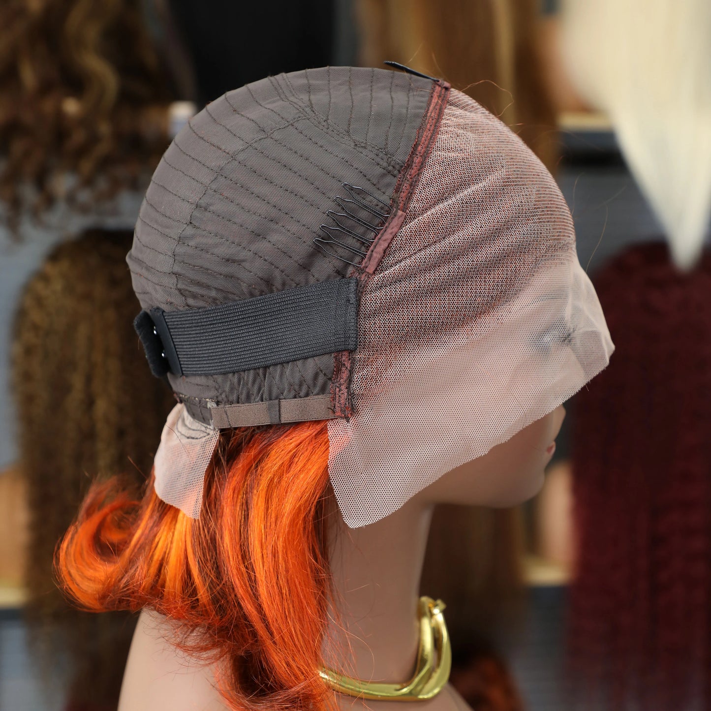 4/350 Brown Ginger Orange Color Short Straight 13x4 Bob Human Hair Wigs 200%Density Lace Frontal Pre Plucked Wig For Women