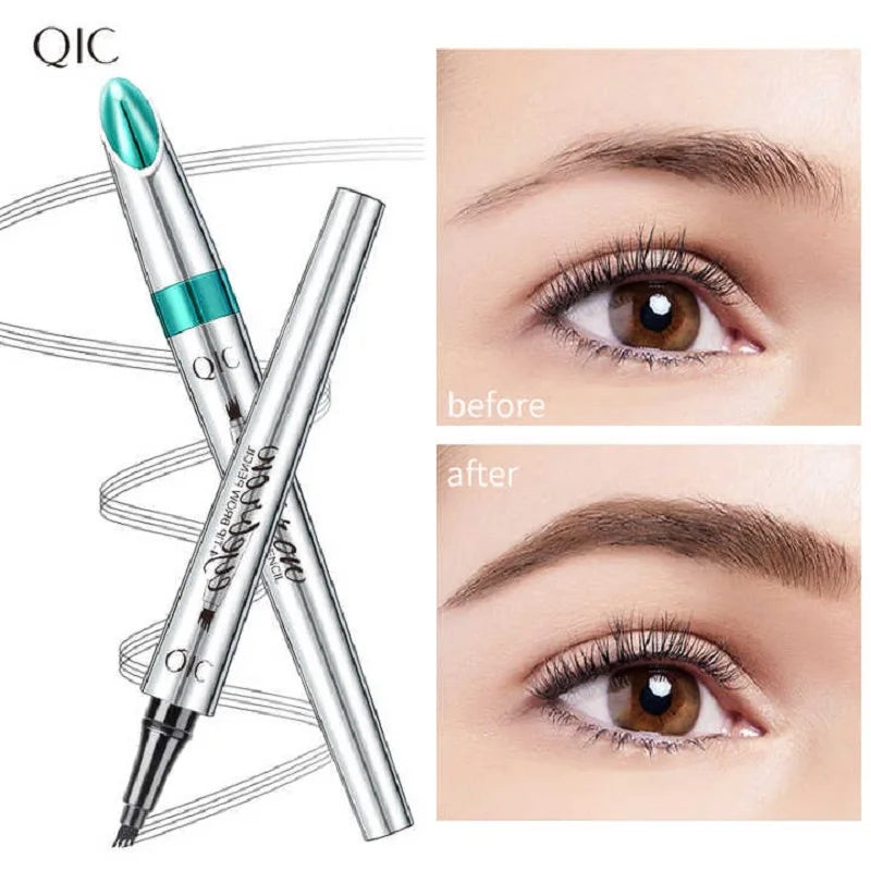 QIC Four-Claw Sketch Eyebrow Pencil Black Brown Gray Liquid Eye Brow Pencil Waterproof Long Lasting 3d Microblading Eyebrow Pen