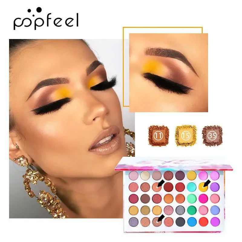 POPFEEL 40 Colors Matte Eyeshadow Palette Nude Pearlescent Eye Shadow Makeup High Pigmented Long Lasting Gifts For Women