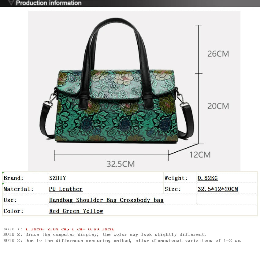 Vintage Handbag Women Leather Shoulder Bag Luxury Designer 3D Printed Bag Office Gift Handbag High Quality Diagonal Straddle Bag