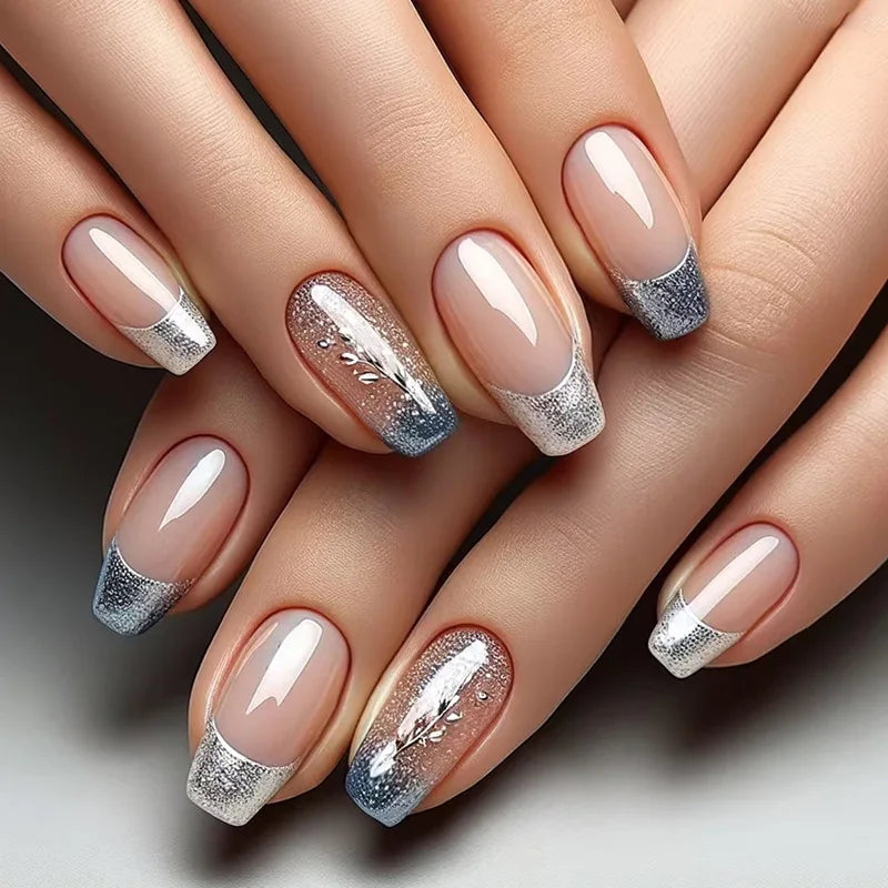 24Pcs Mid-length Ballet False Nails Red Love Pattern Design Press on Nails Simple Wearable Finished Coffin Fake Nail Tips