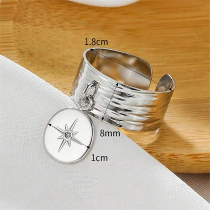 Fashion Sun Pattern Open Ring Gold SIlver Color Charm Ring Shiny Crystal Stone Wide Finger Ring Couple Jewelry Girl Gift