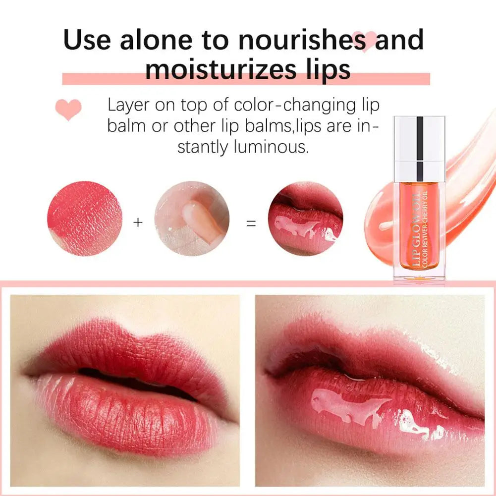 Crystal Jelly Moisturizing Lip Oil Plumping Lip Gloss Makeup Sexy Plump Lip Glow Oil Tinted Lip Plumper