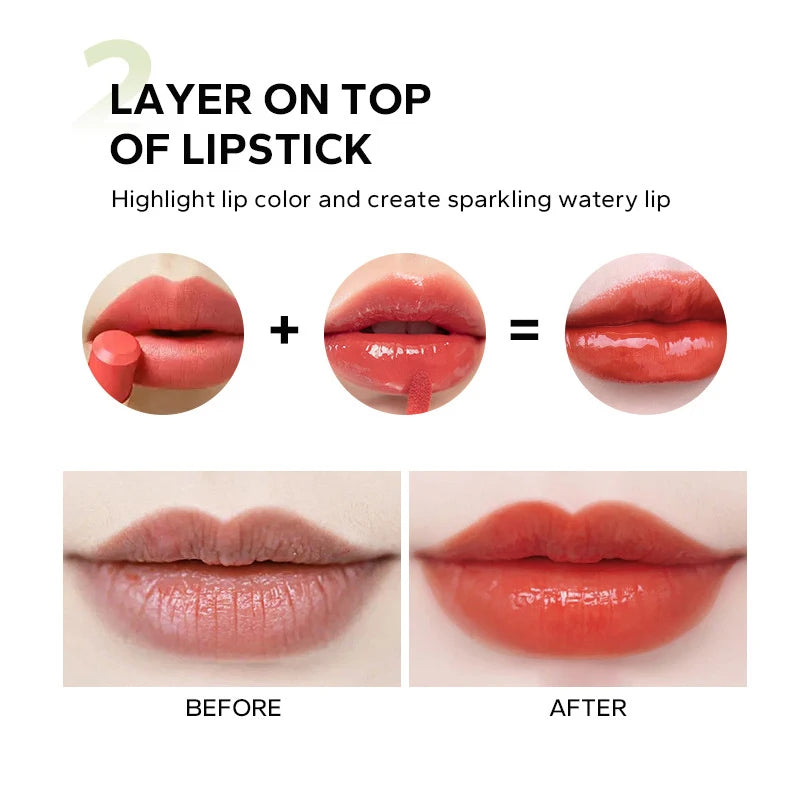 Hydrating Moisturizing Lip Oil Transparent Mirror Gloss Lip Plumper 24 Hours Natural Nourishing Non Drying Lipstick