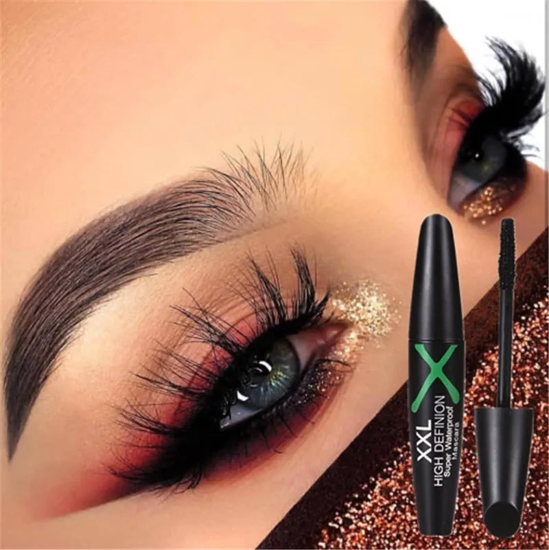 XXL 4D Silk Fiber Eyelashes Lengthening Mascara Waterproof Long Lasting Lash Black Eyelashes Extension Make Up 3D Mascara