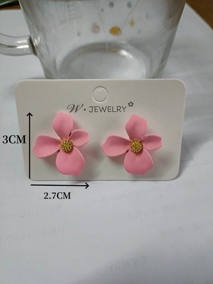 S925 Silver Needle Senior Red Petals Net Red Temperament Cute Small Flower Earrings Female Jewelry Earings Fashion Jewelry