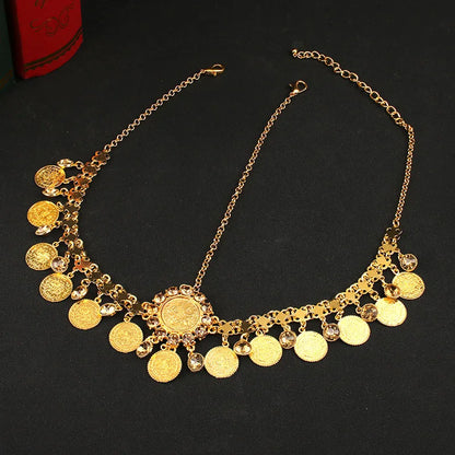 Coin Pendant Head Chain Turkish Coin Coin Gold Plated Pendant Women Hair Jewelry for Wedding