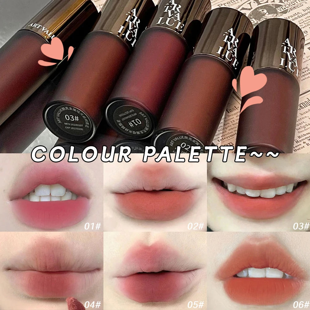 Velvet Matte Lip Mud Liquid Lipstick Waterproof Nude Lip Gloss Long Lasting Non-stick Cup Sexy Women Lip Glaze Cosmetic