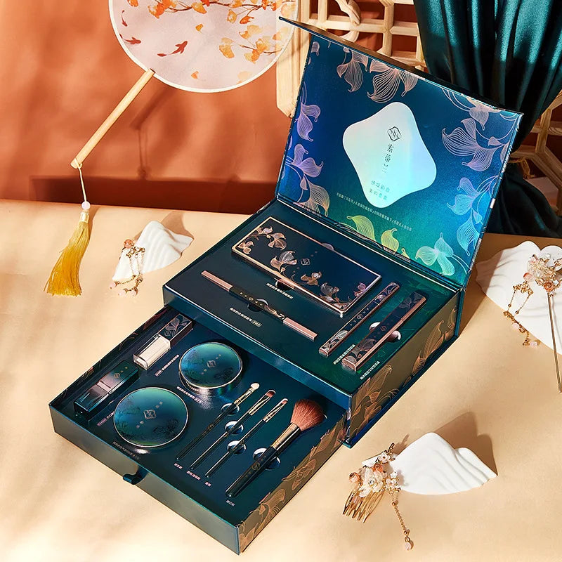 Spring and Jingming Style Makeup Gift Box Lipstick Cushion Foundation Full Set Beauty Set Box Chinese Style Makeup Gift Box