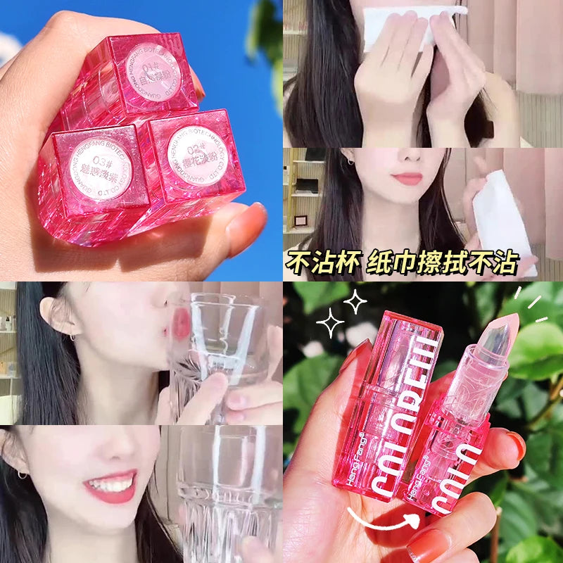 HengFang Shining Crystal Magic Color Lipstick Transparent Lip Balm Long Lasting Moisturizing Nourishing Lip Care Natural Jelly Lip Stick