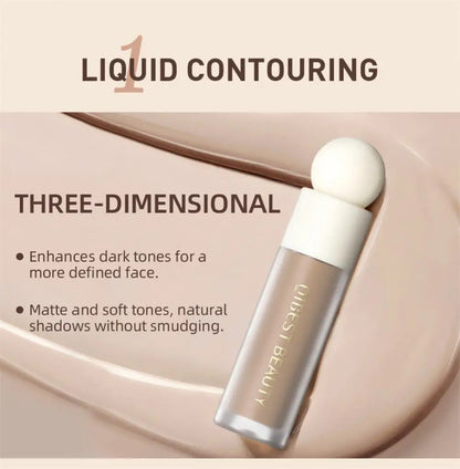 QiBest Multi functional Liquid Makeup Pen Pearlescent Fine Flash Natural Brighten Highlight Matte Face Contouring Stick