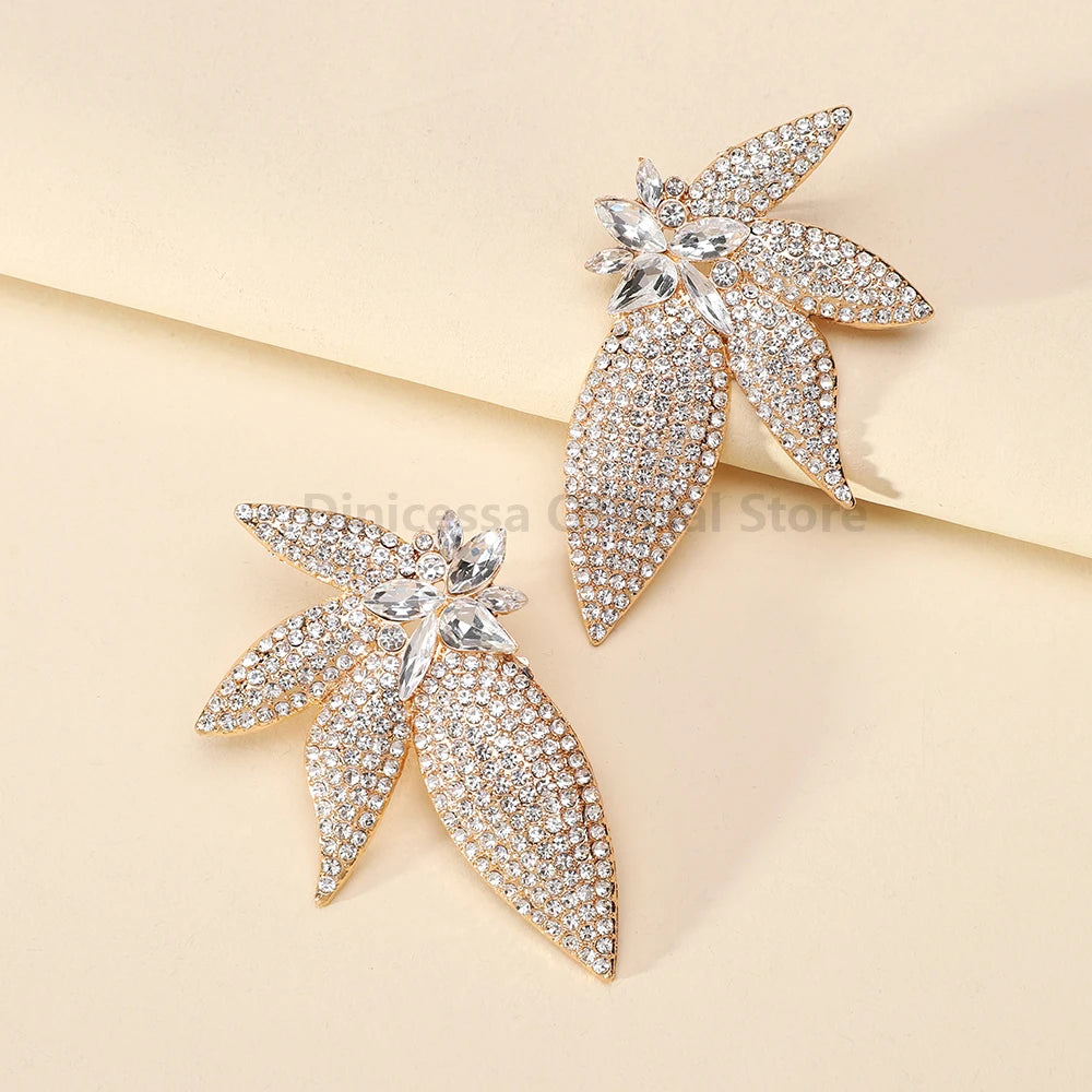 Shiny Rhinestone Wing Charm Decor Female Unusual Bride Wedding Party Jewelry Trend Luxury Design Dangle Earrings For Women