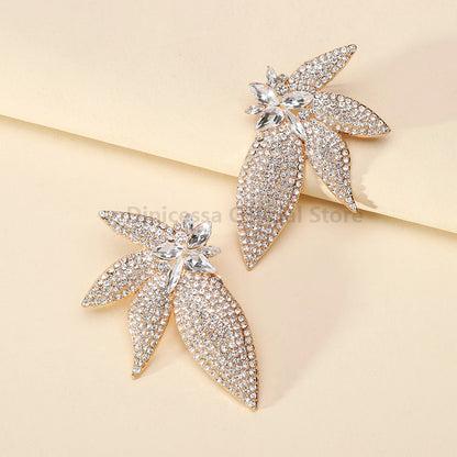 Shiny Rhinestone Wing Charm Decor Female Unusual Bride Wedding Party Jewelry Trend Luxury Design Dangle Earrings For Women