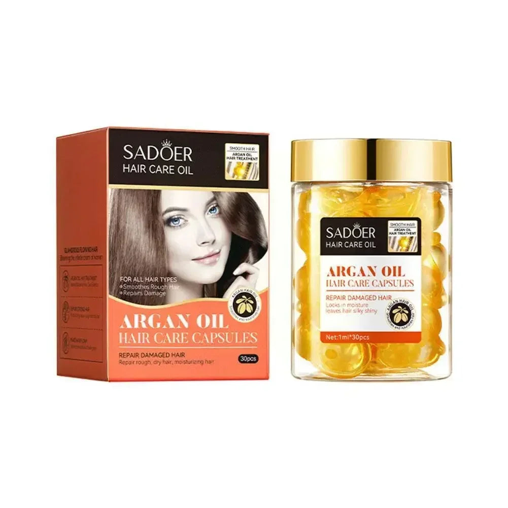 SADOER Smooth Silky Hair Vitamin Capsule Keratin Oil Hair Moroccan Anti-Loss Repair Damaged Hair Care Serum Products