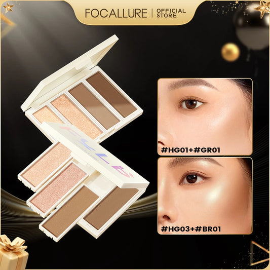 FOCALLURE DIY Matte Face Bronzers Highlighters Palette Waterproof Long-lasting Shimmer Pigment Contour Powder Makeup Cosmetics